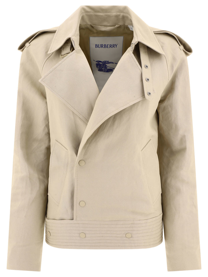 Short Canvas Trench Coat Jackets Beige