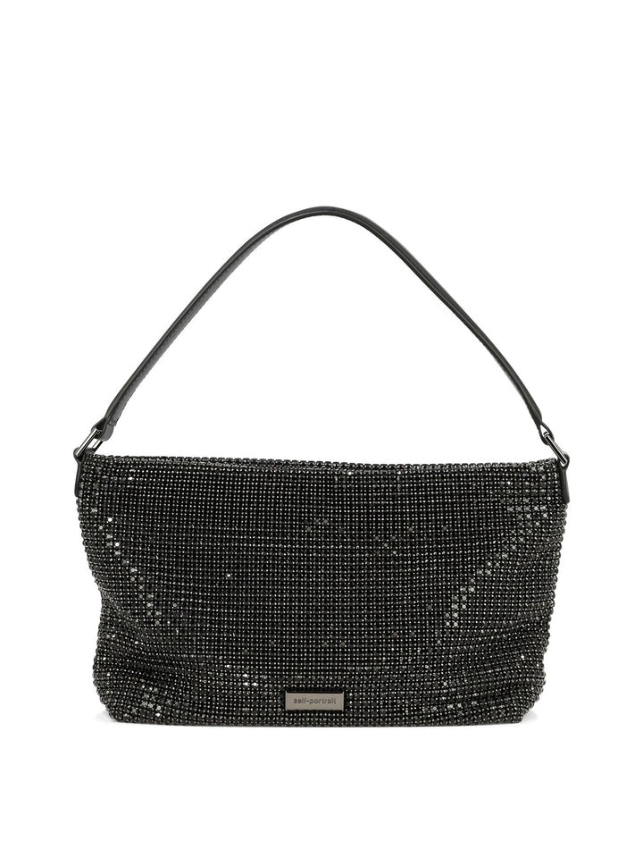 Diamantè Medium Hobo Shoulder Bags Black