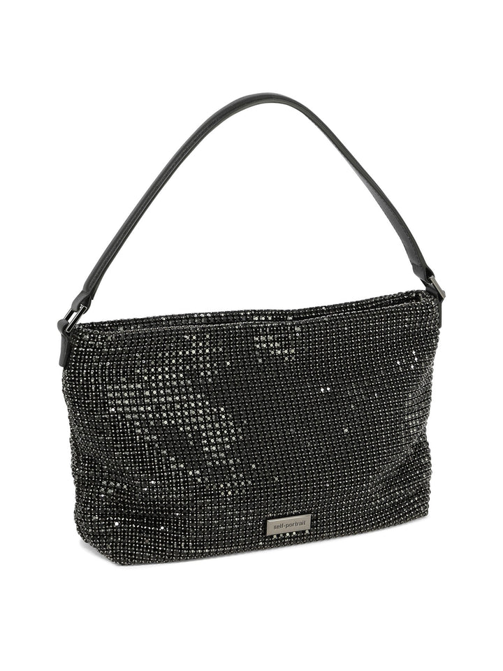 Diamantè Medium Hobo Shoulder Bags Black