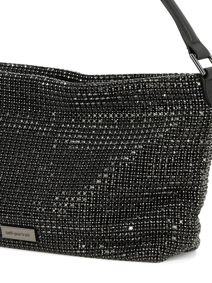 Diamantè Medium Hobo Shoulder Bags Black