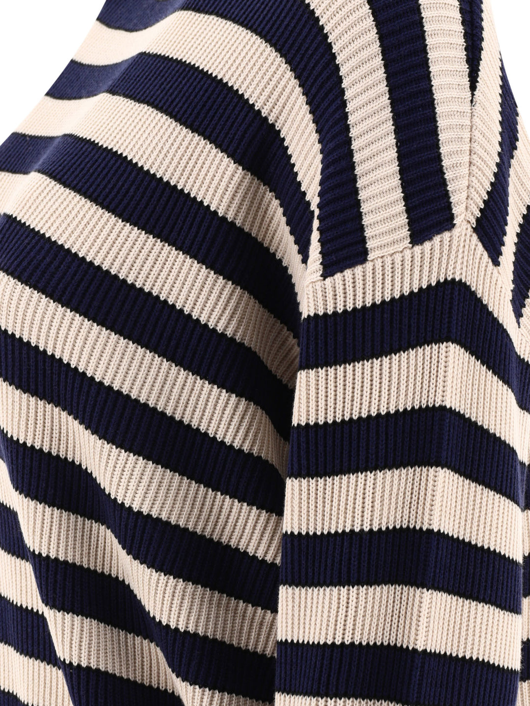 Striped English Rib Sweater With Monili Knitwear Black