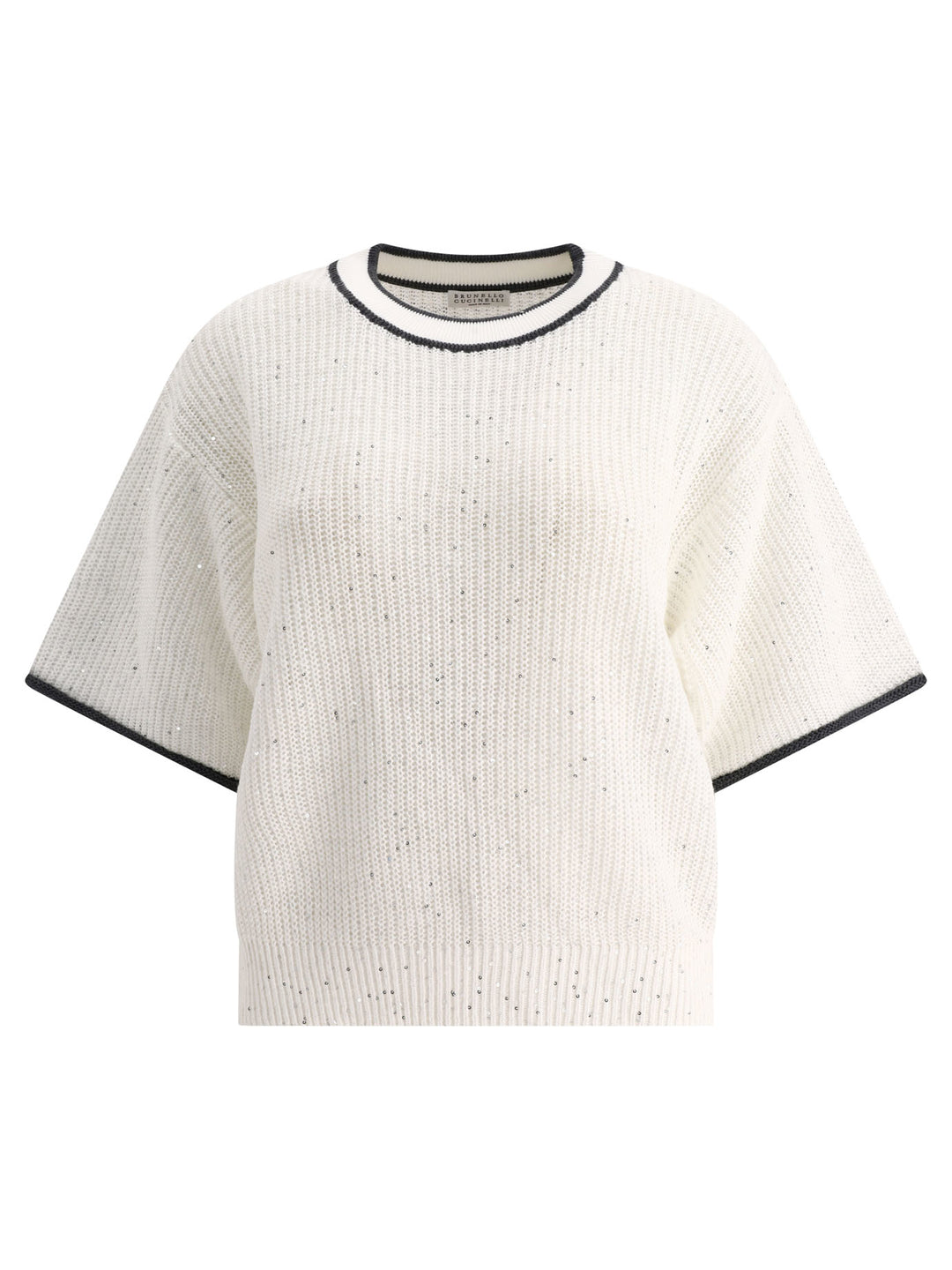 Linen Sweater With Sequins Knitwear White