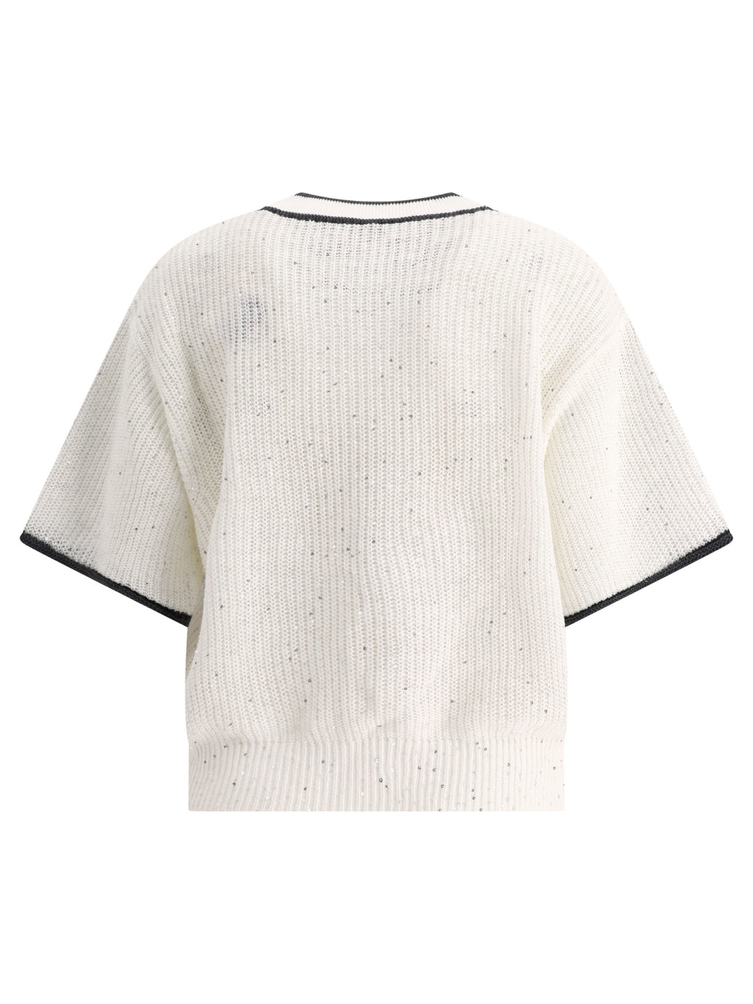 Linen Sweater With Sequins Knitwear White