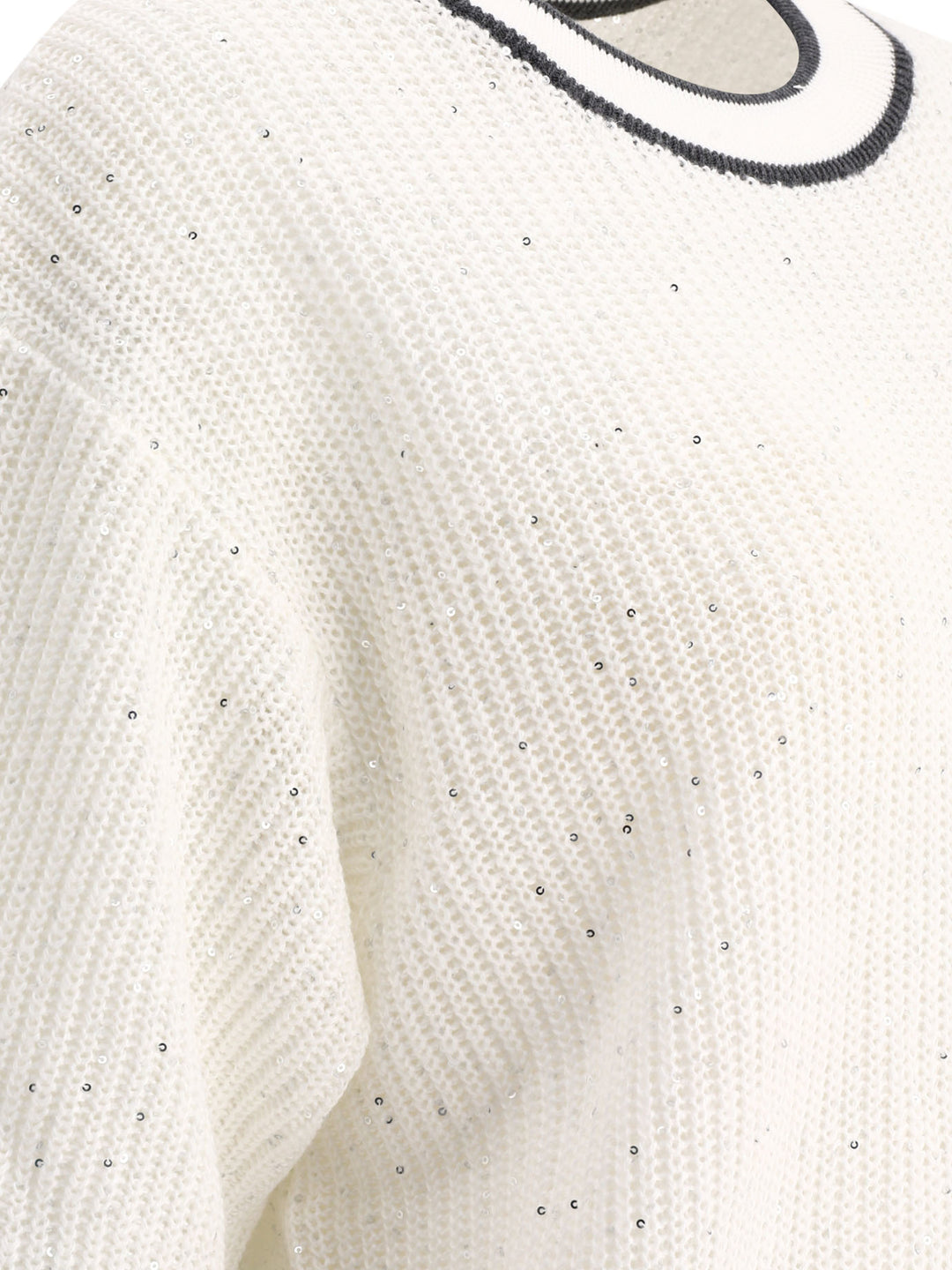 Linen Sweater With Sequins Knitwear White