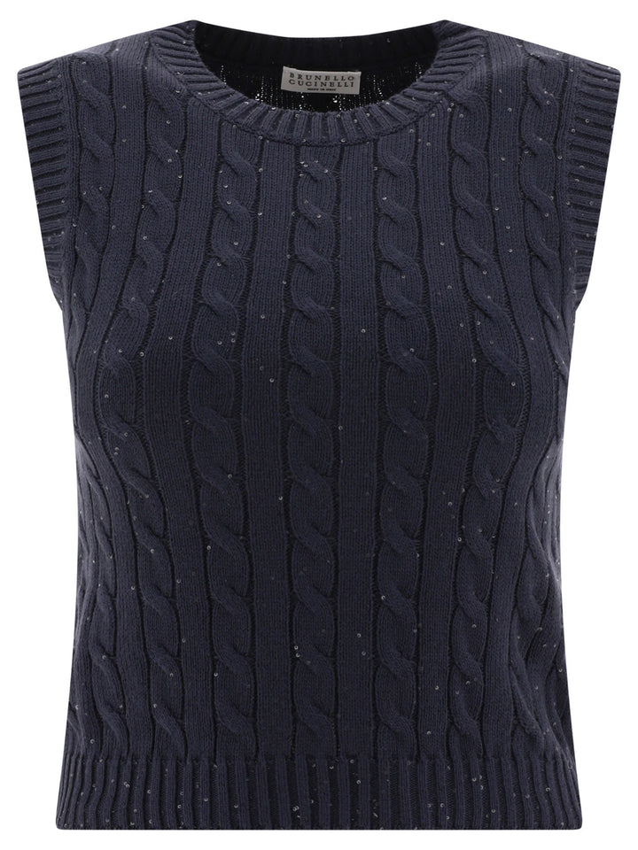 Dazzling Cables Knit Top Tops Blue