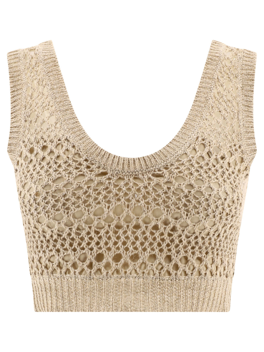 Knitted Crop Top Tops Beige