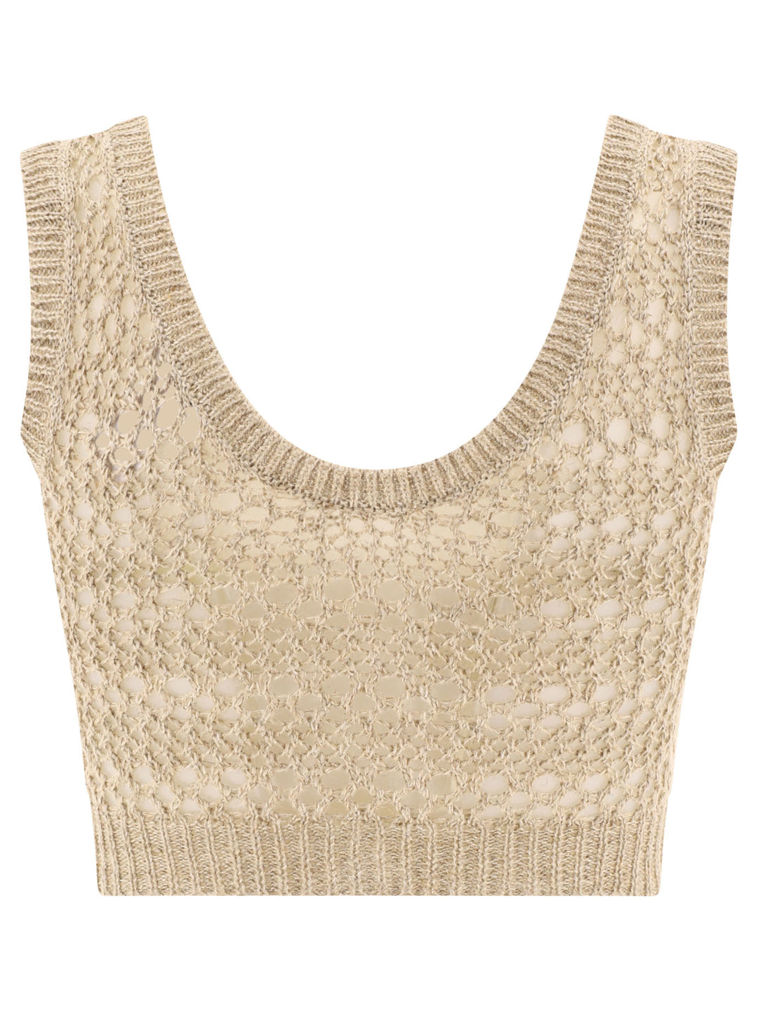 Knitted Crop Top Tops Beige