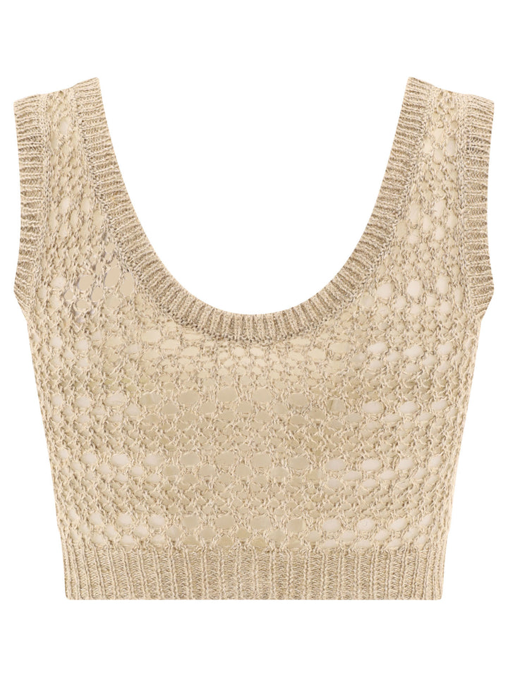 Knitted Crop Top Tops Beige