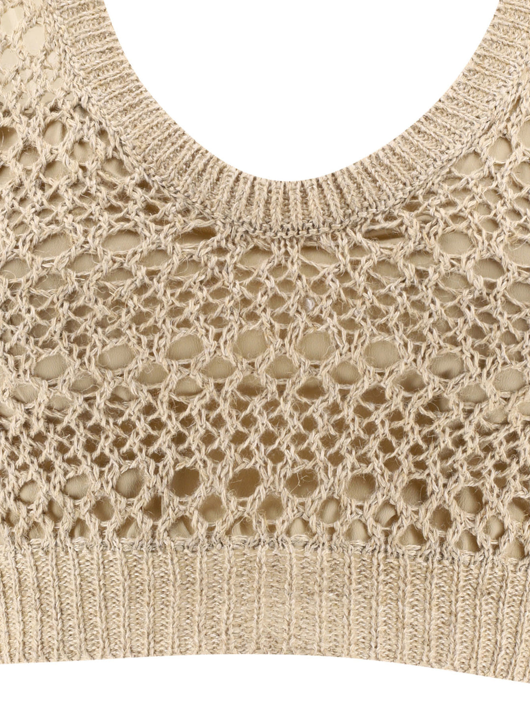 Knitted Crop Top Tops Beige