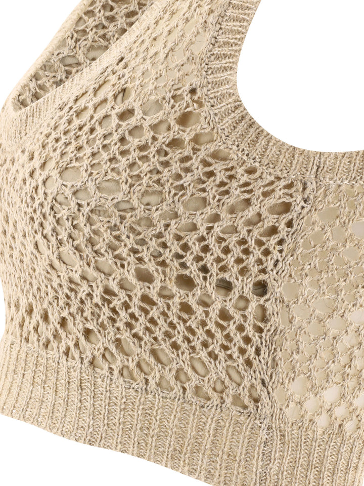 Knitted Crop Top Tops Beige