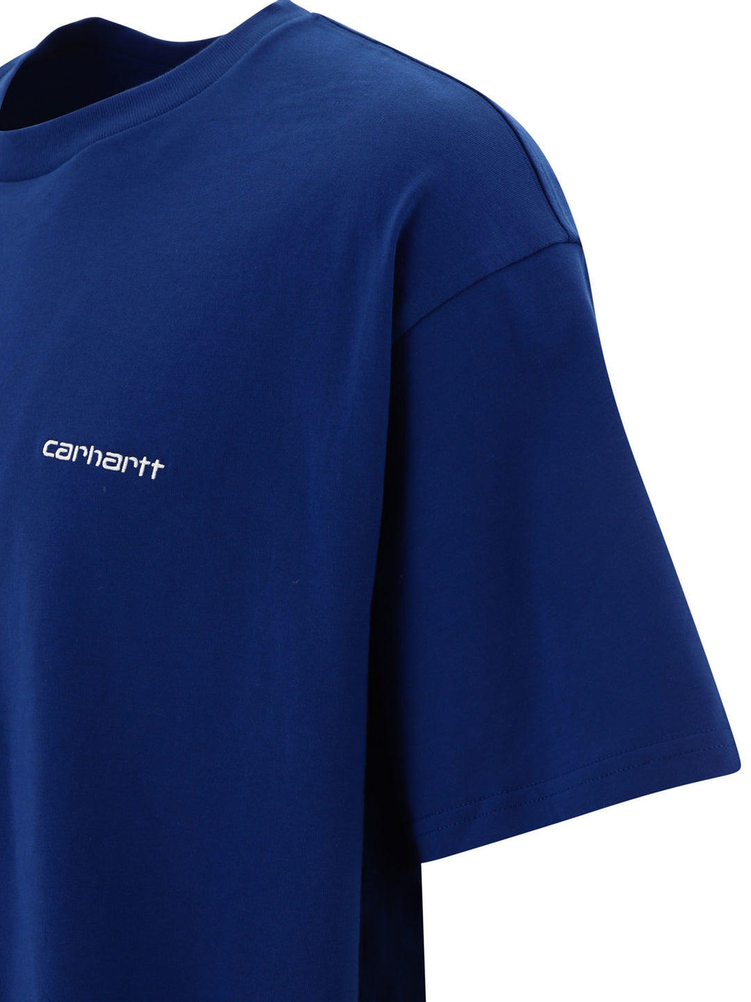 Script Embroidery T-Shirts Blue