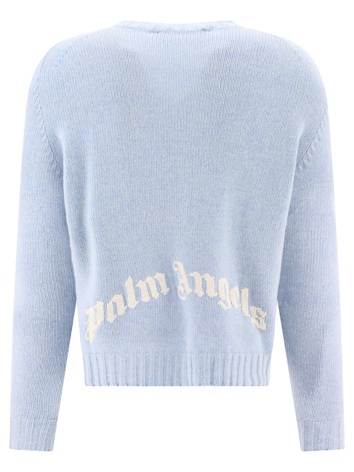 Curved Logo Knitwear Light Blue