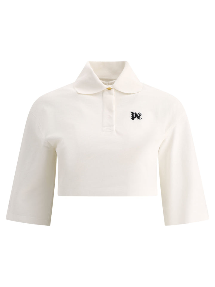 Monogram Cropped Polo Shirts White