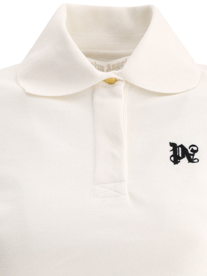 Monogram Cropped Polo Shirts White