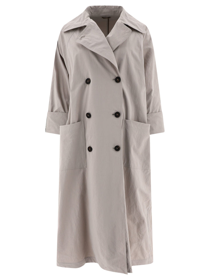 Techno Canvas Coat With Shiny Details Coats Beige