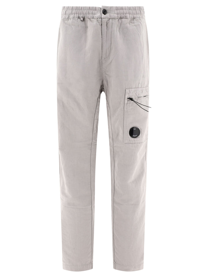 Linen-Blend Cargo Trousers Grey