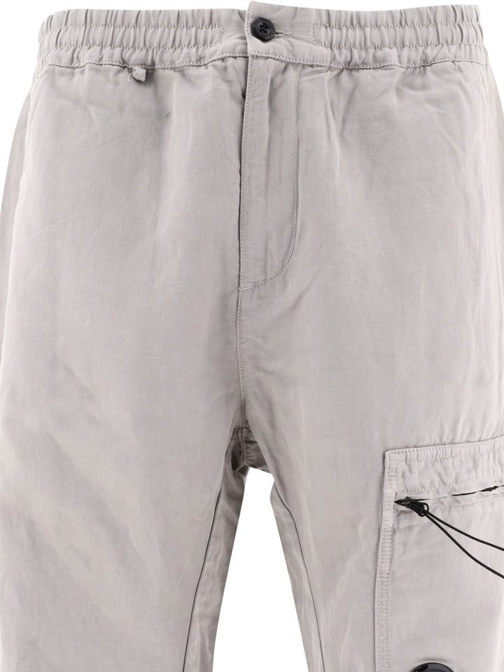 Linen-Blend Cargo Trousers Grey