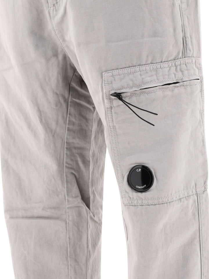 Linen-Blend Cargo Trousers Grey