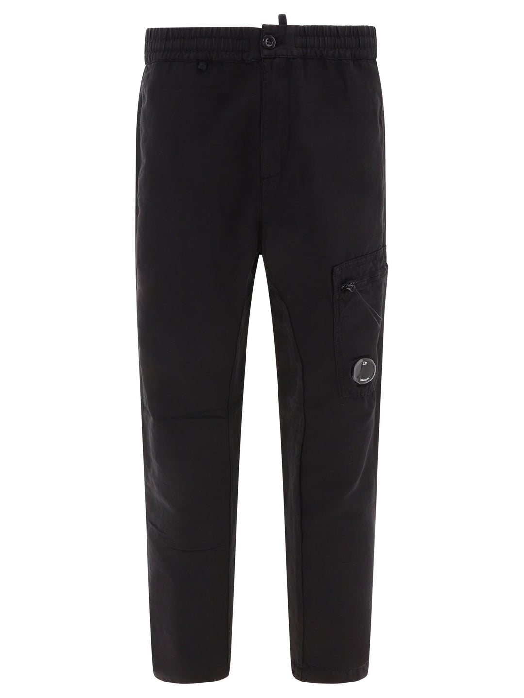 Linen-Blend Cargo Trousers Black