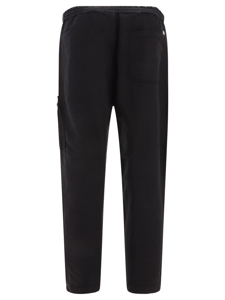 Linen-Blend Cargo Trousers Black