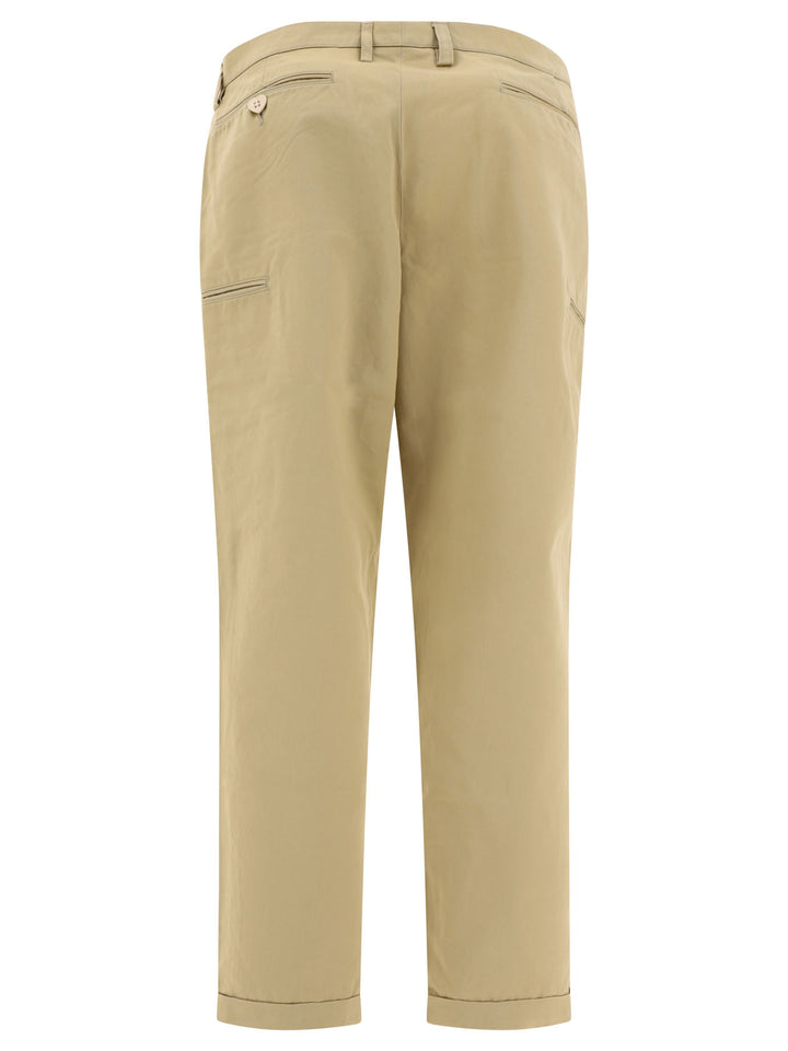 Chino  With Embroidered Logo Trousers Beige