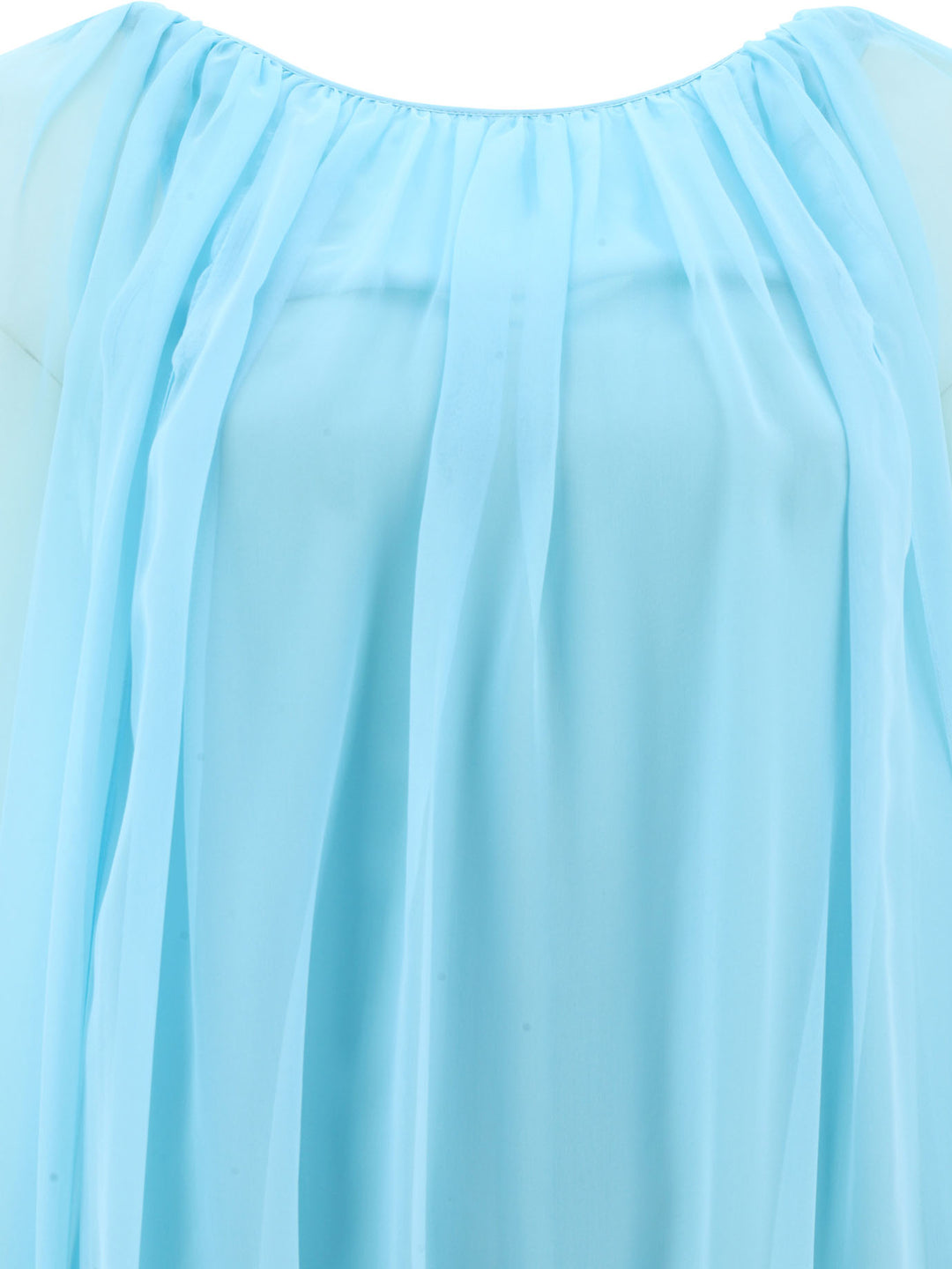 Silk Chiffon Flared Dress Dresses Light Blue