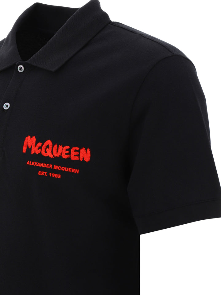 Mcqueen Graffiti Polo Shirts Black