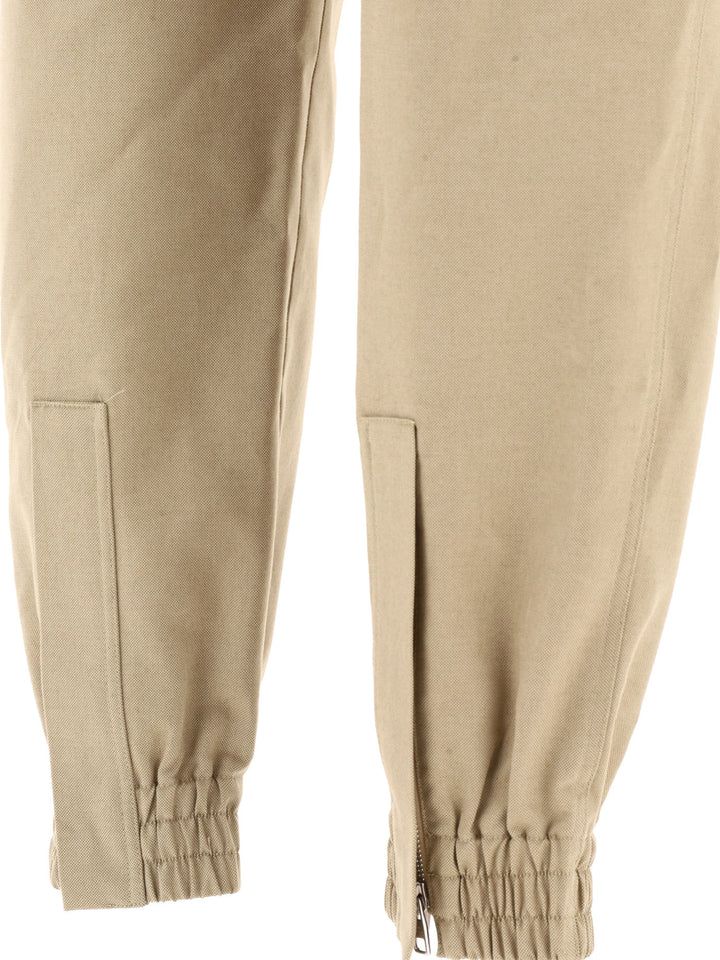 Press Stud Cargo Trousers Beige