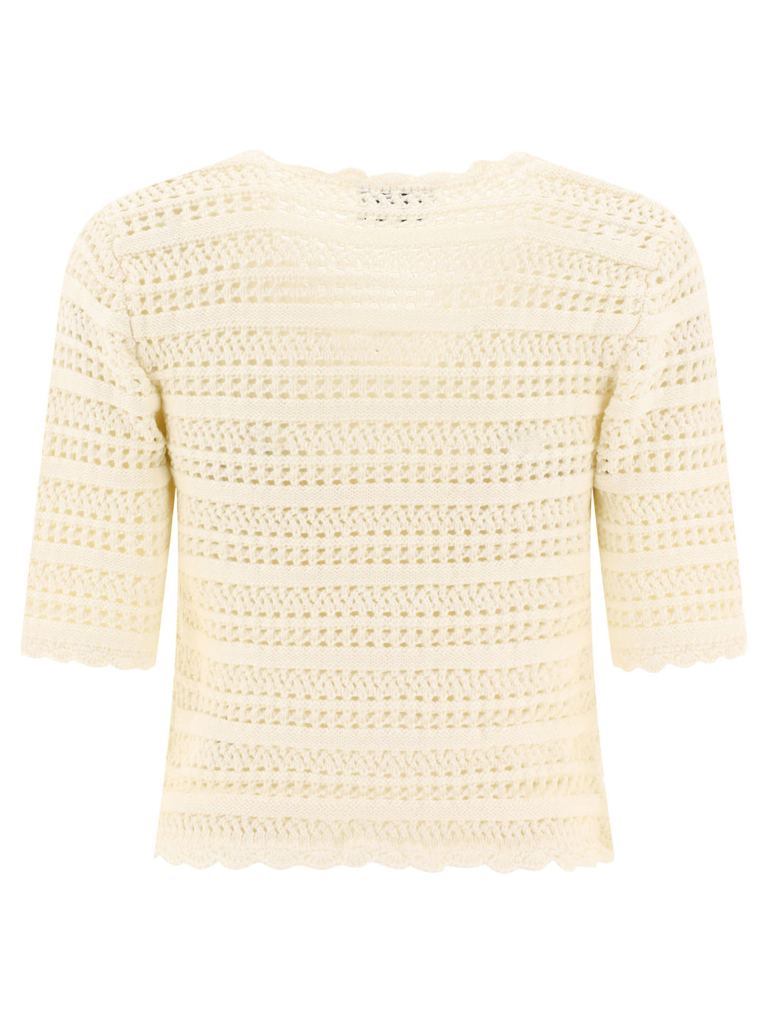 Pointelle Cardigan Knitwear White