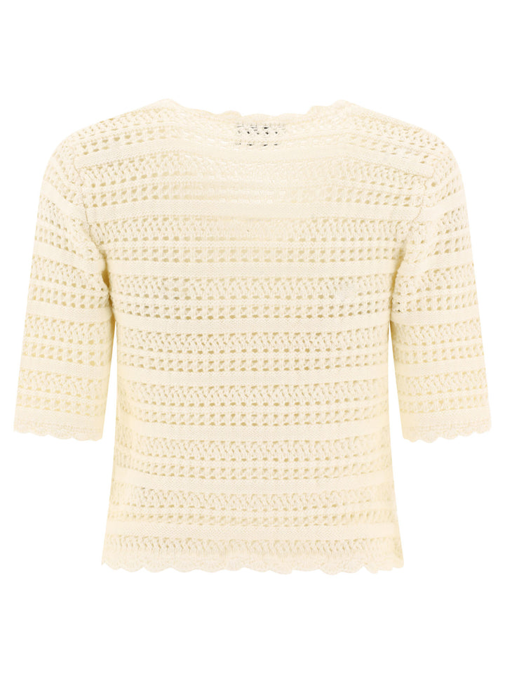 Pointelle Cardigan Knitwear White