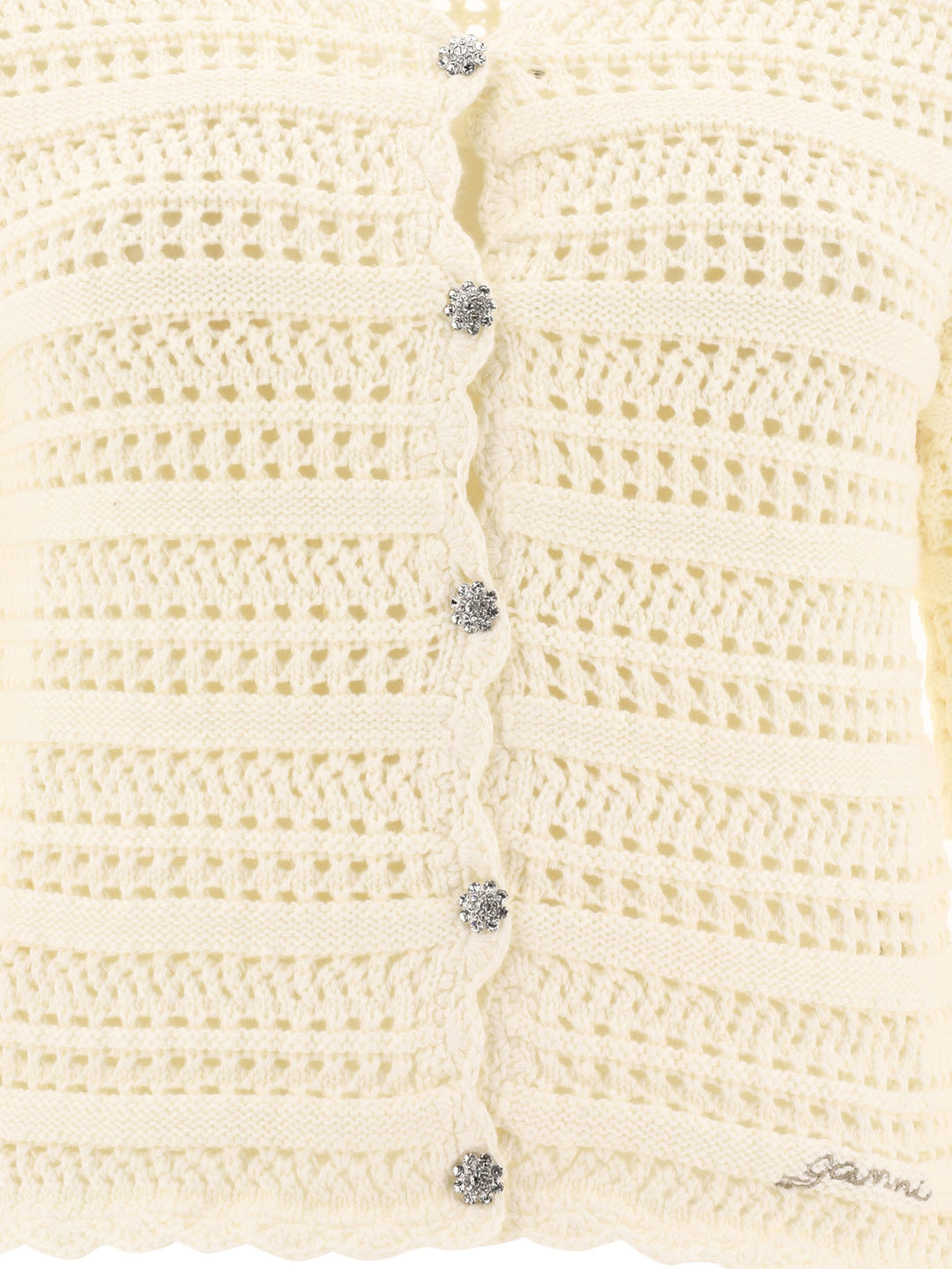 Pointelle Cardigan Knitwear White