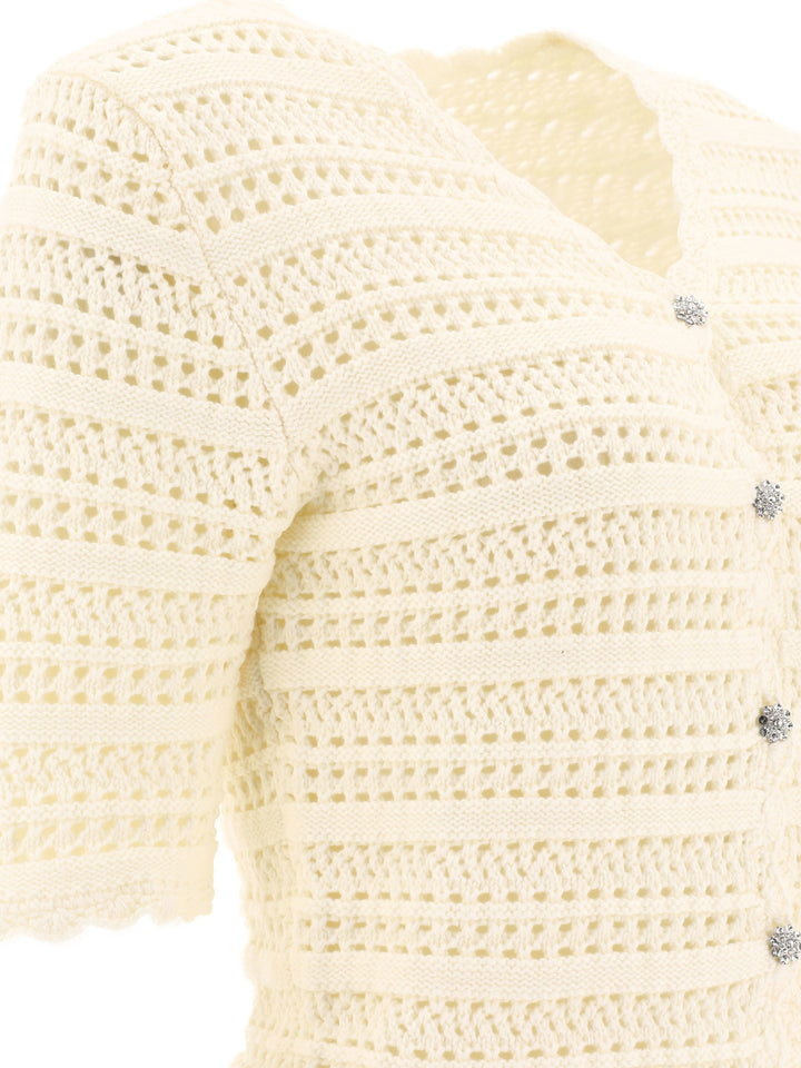 Pointelle Cardigan Knitwear White