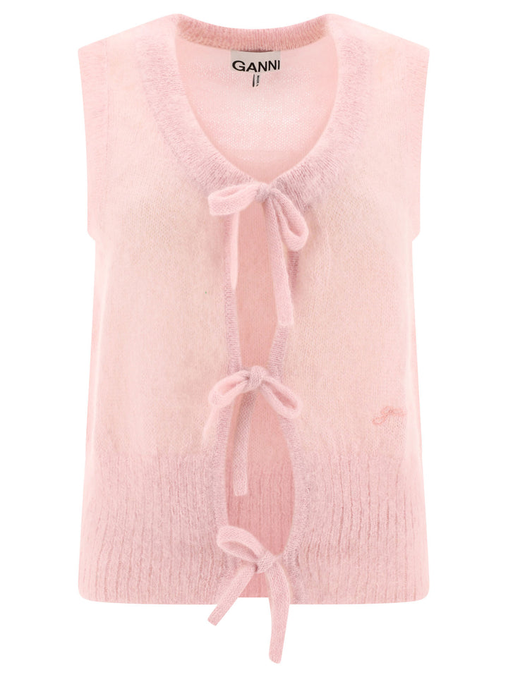 Mohair Tie String Vest Knitwear Pink