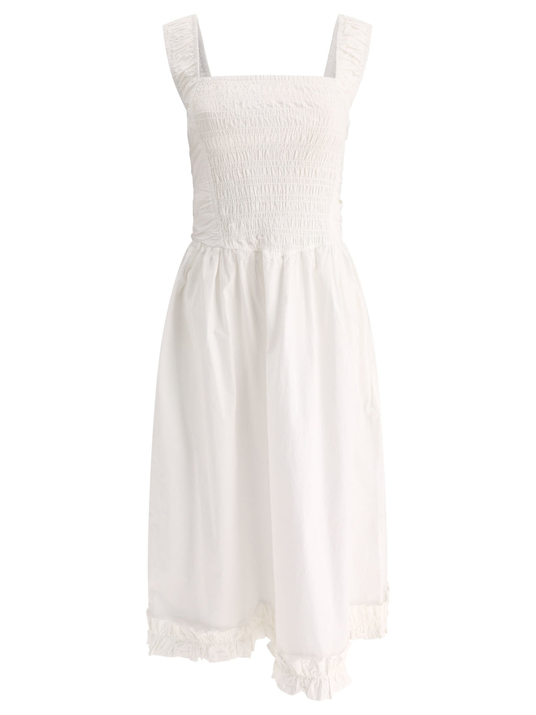 Smock Poplin Midi Dress Dresses White