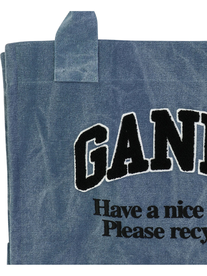 Oversized Tote In Canvas Shoulder Bags Blue