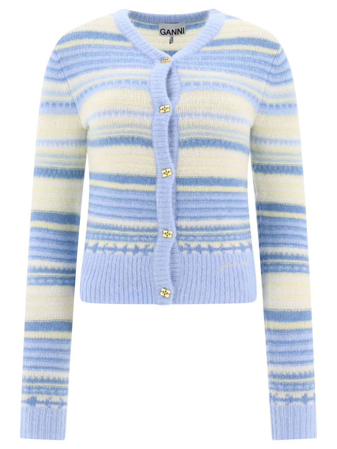 Striped Cardigan Knitwear Light Blue