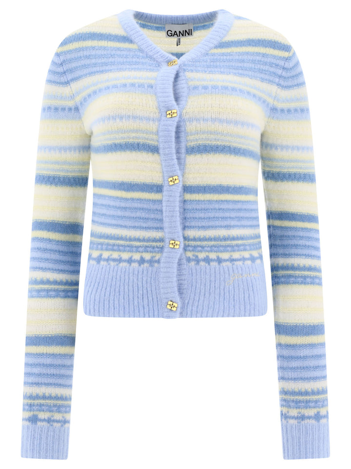 Striped Cardigan Knitwear Light Blue