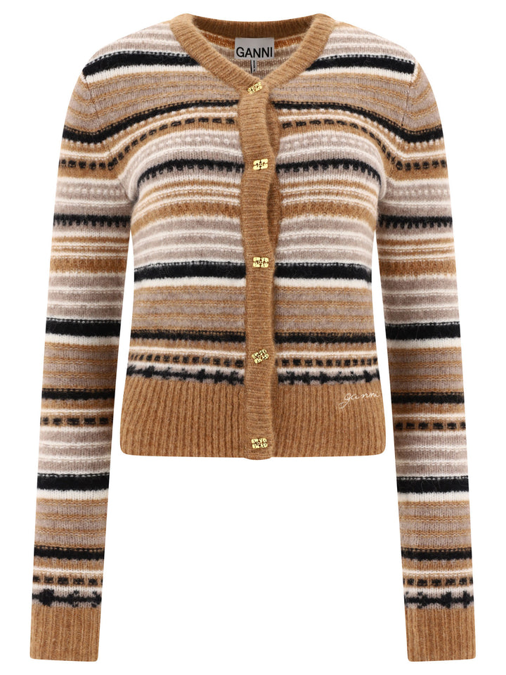 Striped Cardigan Knitwear Brown