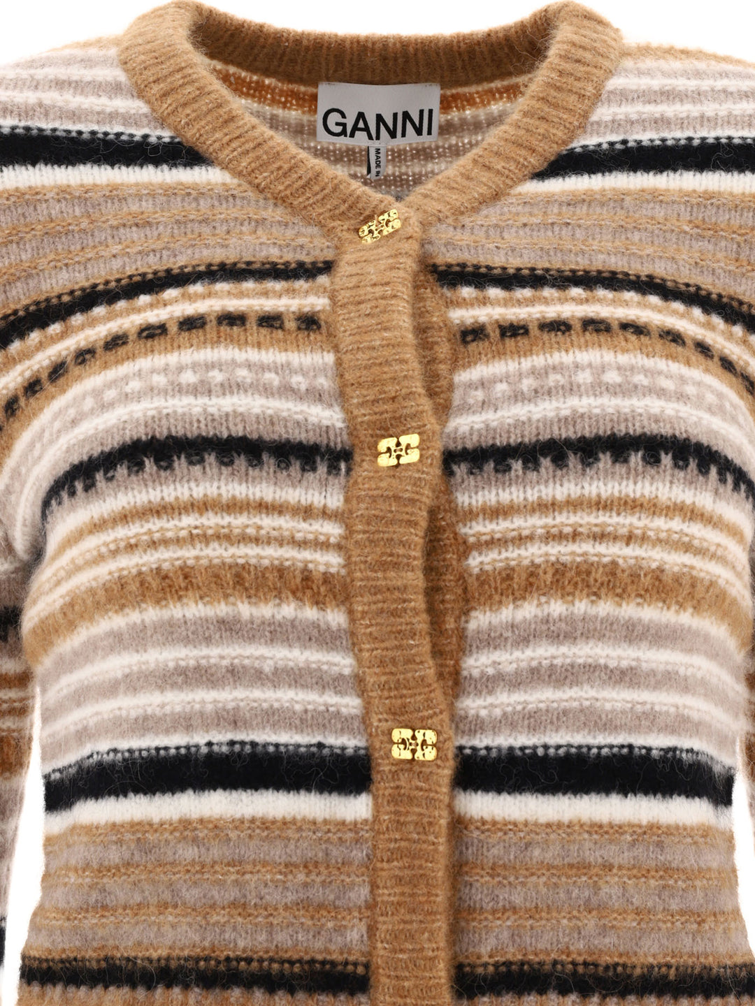 Striped Cardigan Knitwear Brown