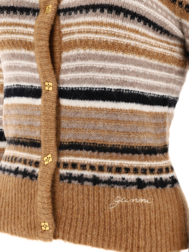 Striped Cardigan Knitwear Brown