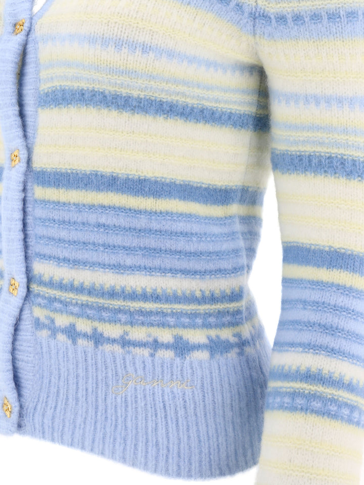 Striped Cardigan Knitwear Light Blue