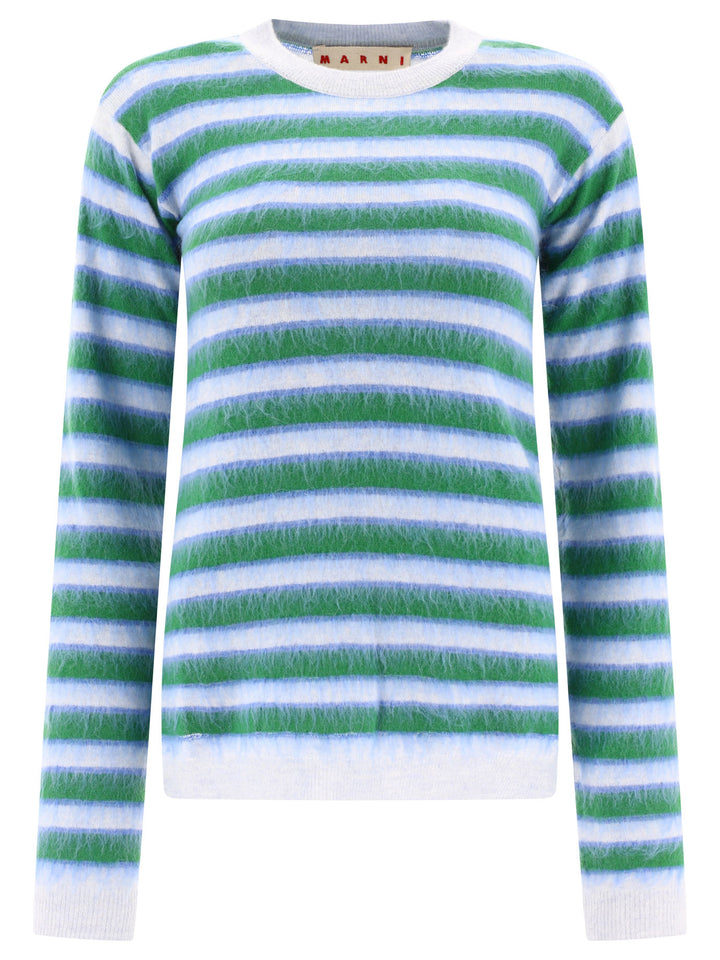 Striped Mohair Sweater Knitwear Light Blue