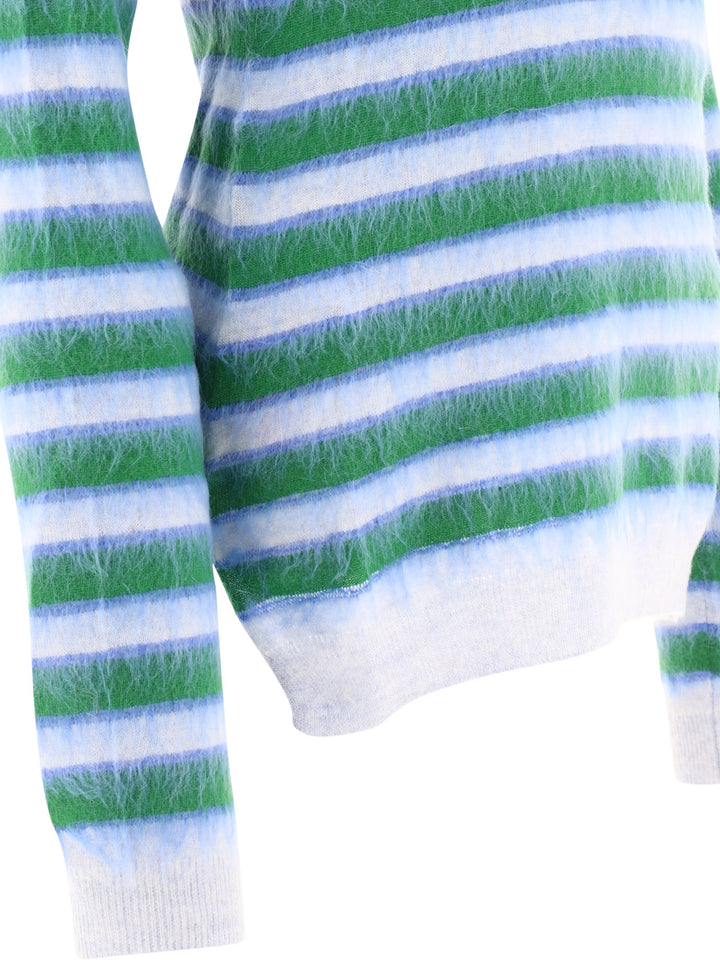 Striped Mohair Sweater Knitwear Light Blue