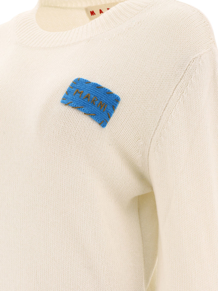 Cashmere Sweater With Patch Knitwear White