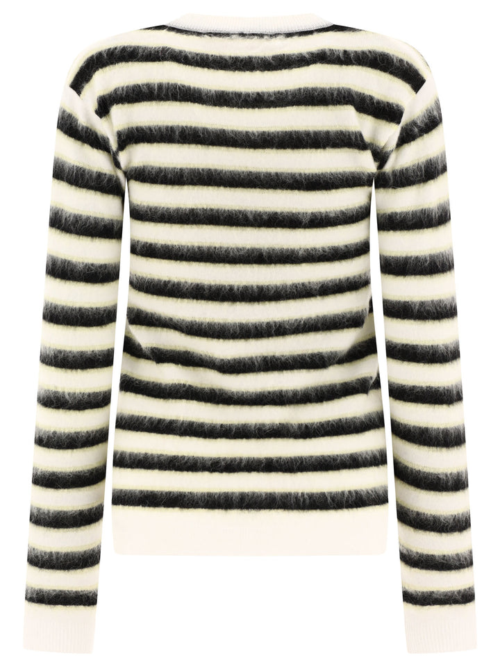 Striped Mohair Sweater Knitwear White