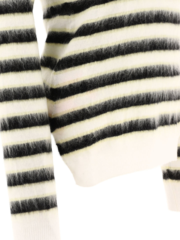 Striped Mohair Sweater Knitwear White