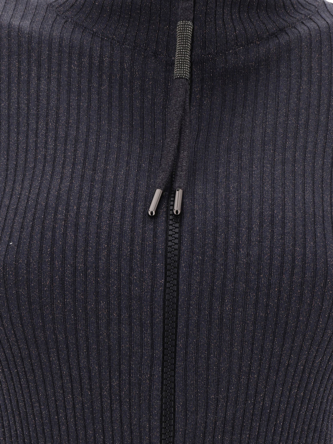 Cardigan With Lamé Details Knitwear Blue