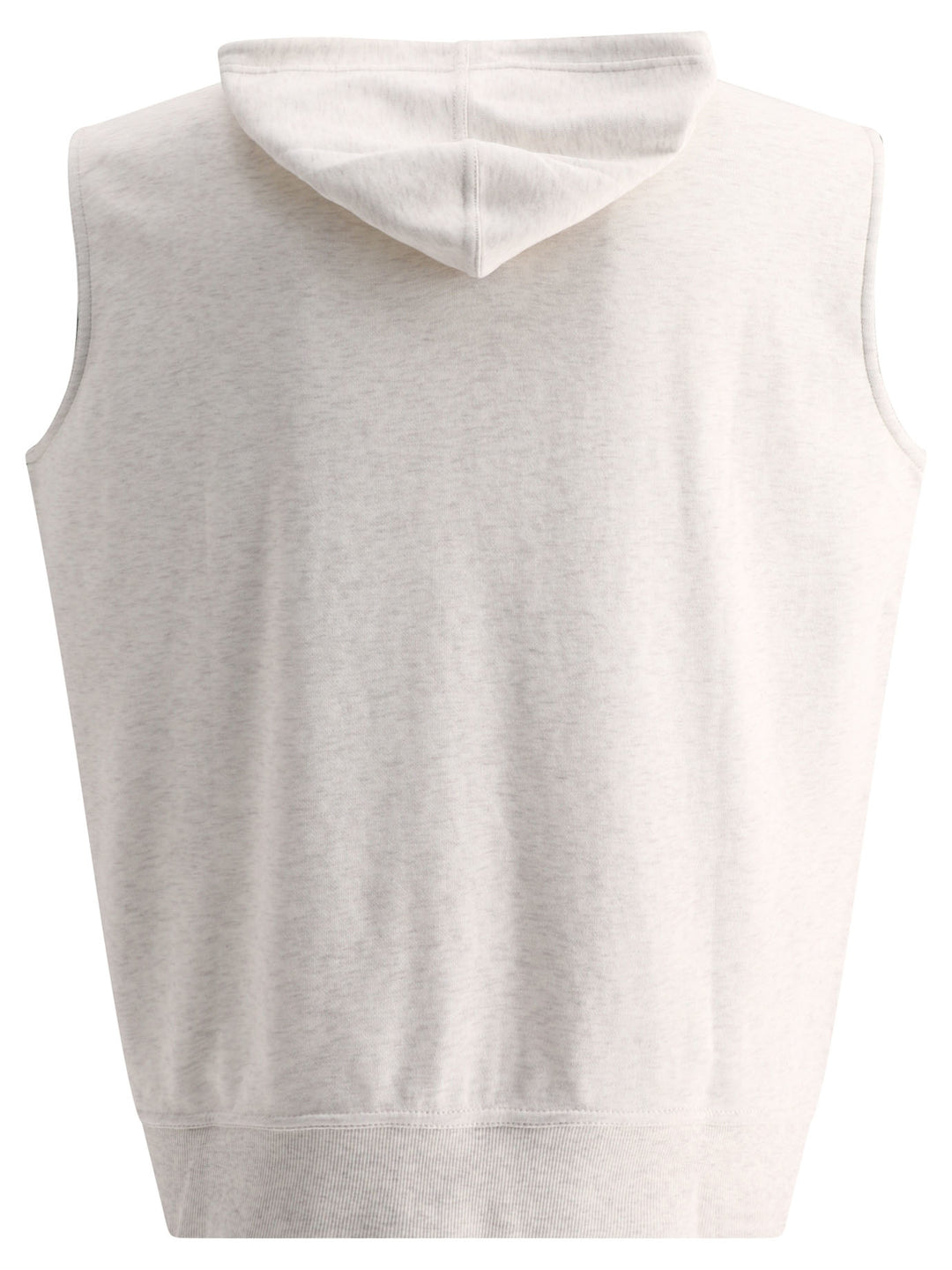 Techno Cotton Sleeveless Sweatshirt With Zipper And Hood Sweatshirts Beige