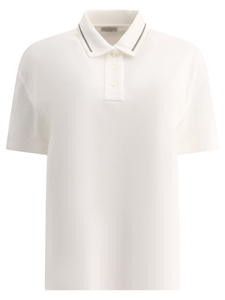 Piquet Polo Shirt With Monili Polo Shirts White