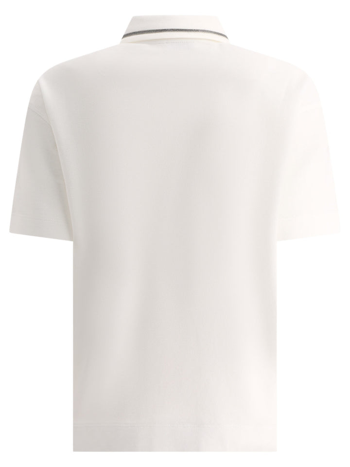 Piquet Polo Shirt With Monili Polo Shirts White